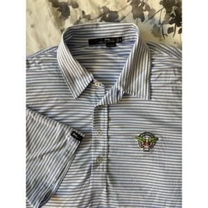RLX Ralph Lauren Golf Polo Hollywood Golf Club Blue White Stripe XL